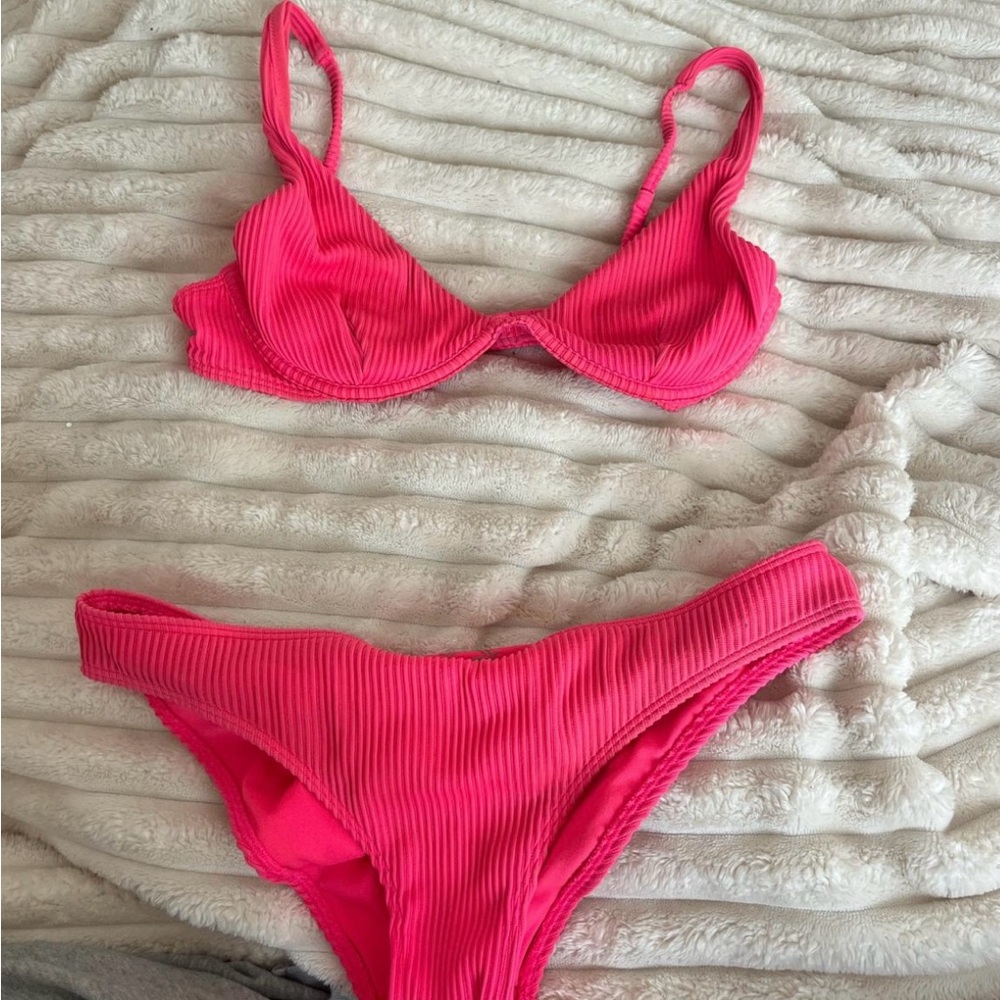 Hollister Pink Bikini Set with Ribbed Texture